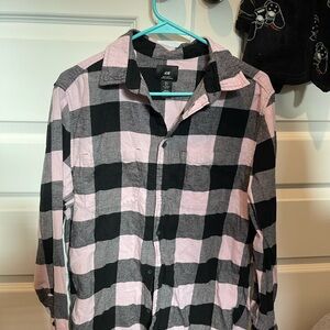 H&M Pink and Black Checkered Shirt